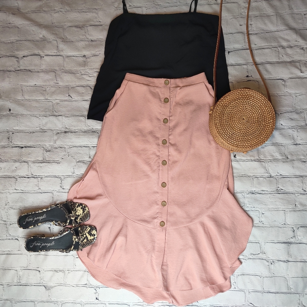 Lulus | Malta Button Front Ruffle Midi Ski - image 2